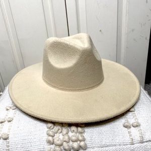 Pink Lily Cream Felt Wide Brim Hat